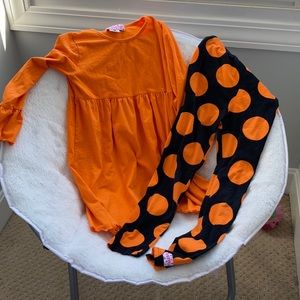 Ruffle girl Orange and black Set